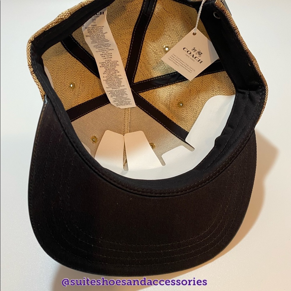 COACH SIGNATURE FLAT BRIM HAT MENS BROWN NWT - Picture 6 of 7